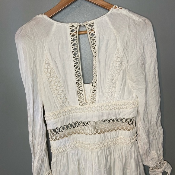 Free People I Think I Love You Crochet Inset Mini Dress in Ivory - Picture 9 of 13